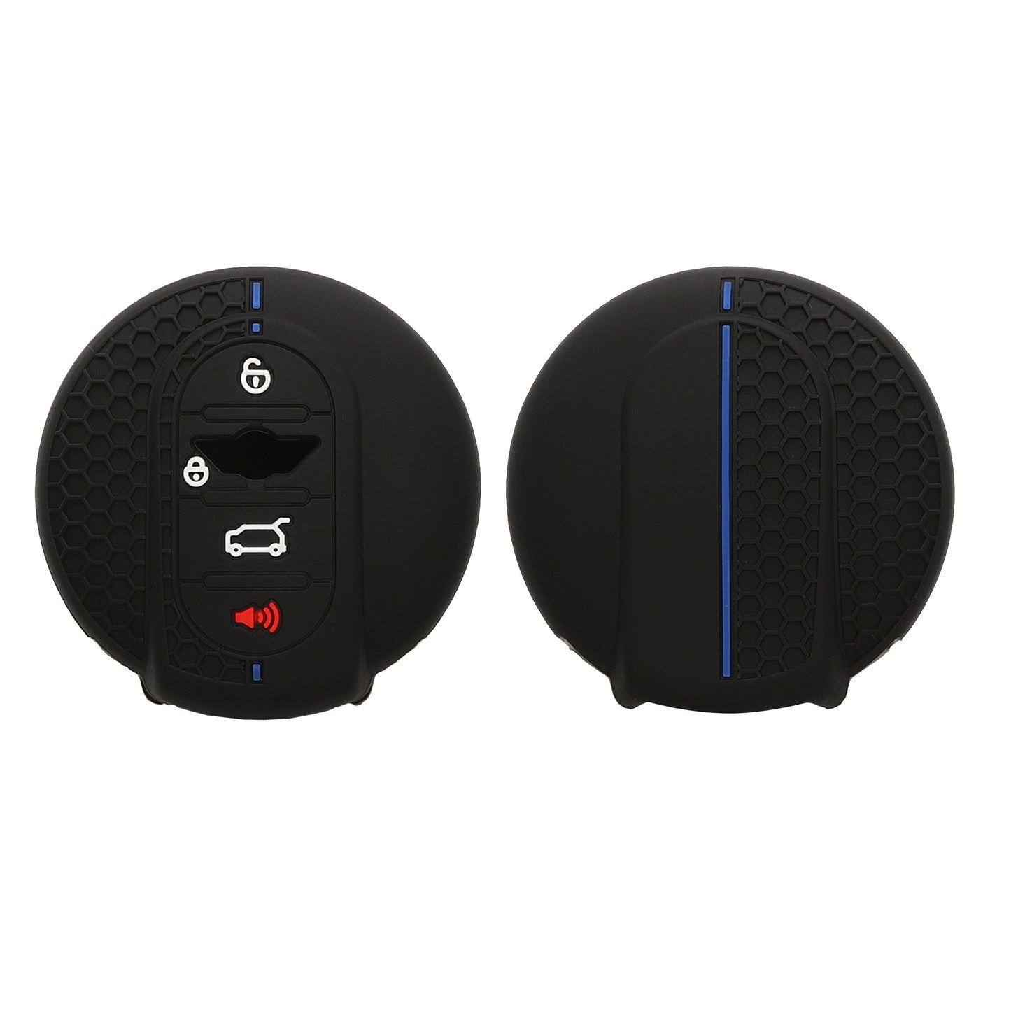 kwmobile Autoschlüssel Schutzhülle kompatibel mit Mini 3-Tasten Smart Key Autoschlüssel Hülle - Schlüsselhülle aus Silikon - in Schwarz Blau Schwarz  [dsg01]