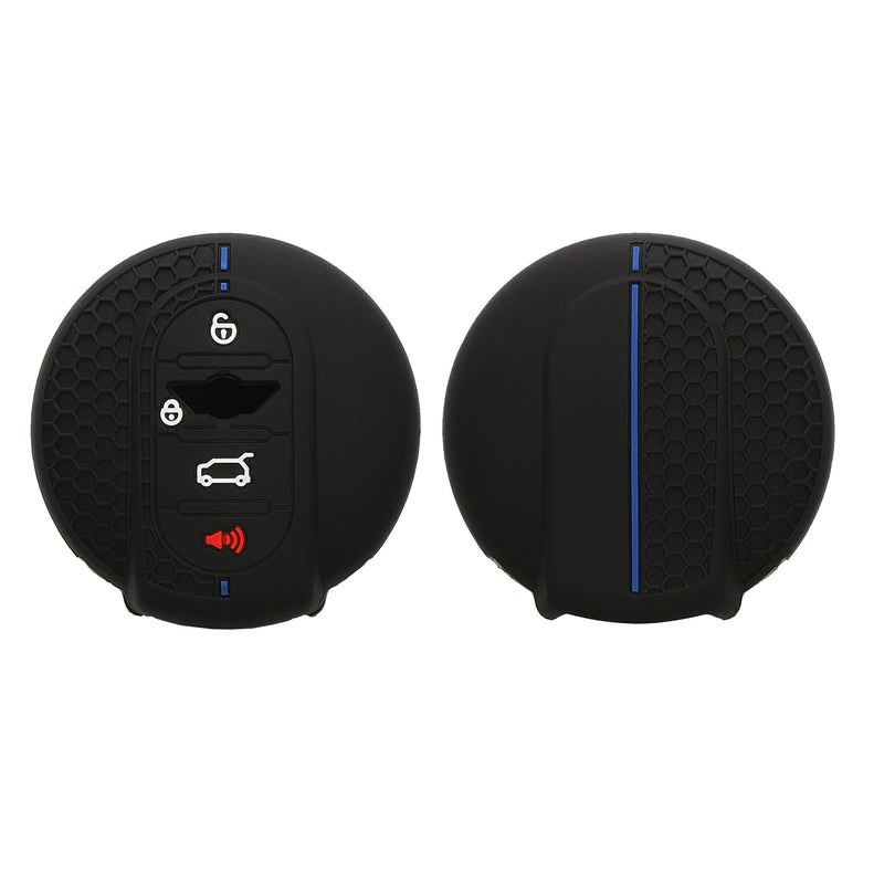 kwmobile Autoschlüssel Schutzhülle kompatibel mit Mini 3-Tasten Smart Key Autoschlüssel Hülle - Schlüsselhülle aus Silikon - in Schwarz Blau Schwarz  [dsg01]