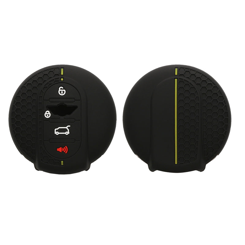 kwmobile Autoschlüssel Schutzhülle kompatibel mit Mini 3-Tasten Smart Key Autoschlüssel Hülle - Schlüsselhülle aus Silikon - in Schwarz Gelb Schwarz  [dsg02]
