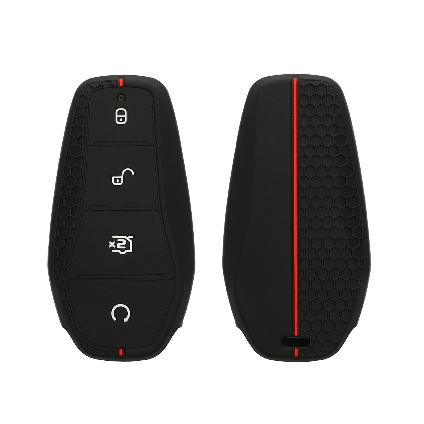 kwmobile Autoschlüssel Schutzhülle kompatibel mit BYD Atto 3 / Sealion / Han / Tang / Dolphin / Seal Hülle - Schlüsselhülle aus Silikon - in Schwarz Rot Schwarz  [dsg01]