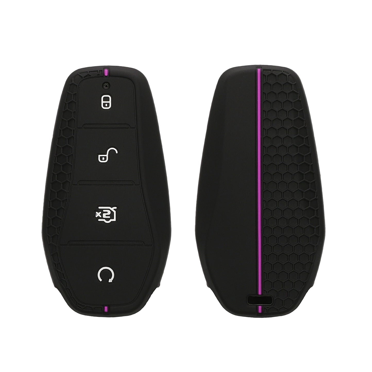 kwmobile Autoschlüssel Schutzhülle kompatibel mit BYD Atto 3 / Sealion / Han / Tang / Dolphin / Seal Hülle - Schlüsselhülle aus Silikon - in Schwarz Violett Schwarz  [dsg02]