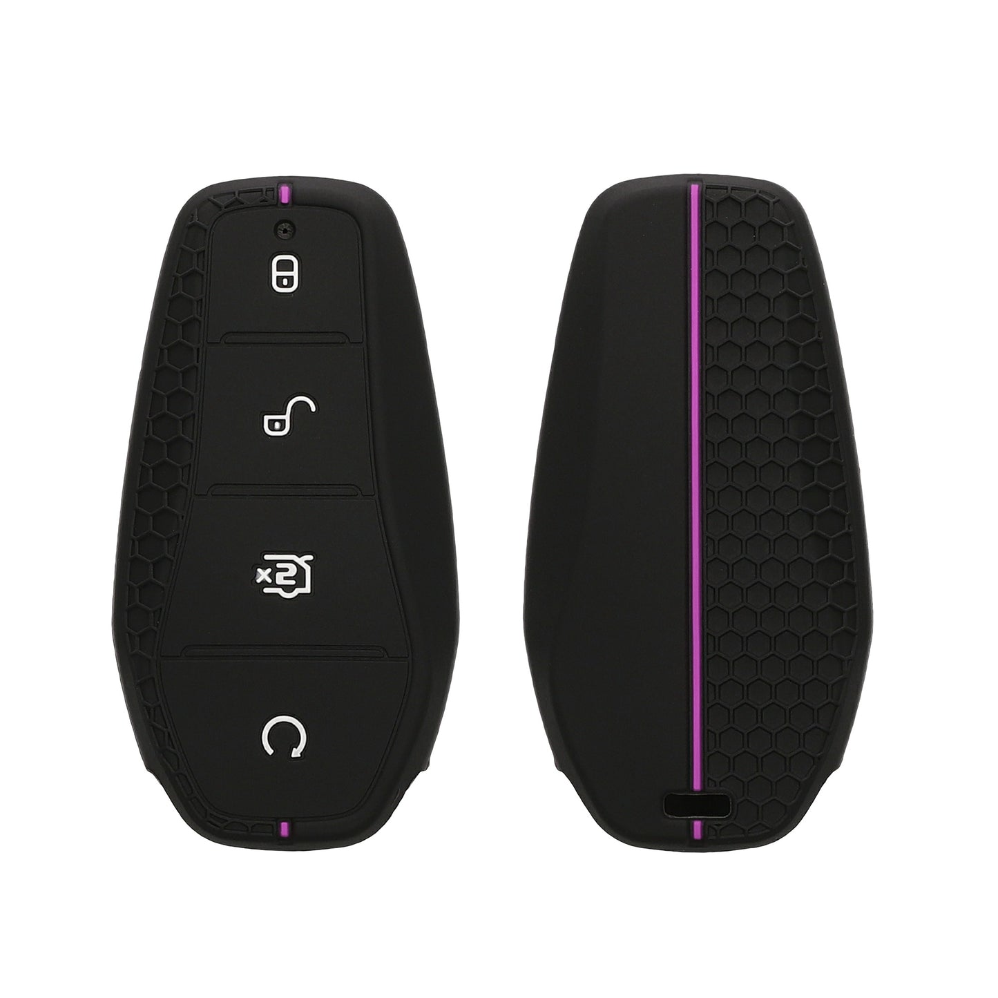 kwmobile Autoschlüssel Schutzhülle kompatibel mit BYD Atto 3 / Sealion / Han / Tang / Dolphin / Seal Hülle - Schlüsselhülle aus Silikon - in Schwarz Violett Schwarz  [dsg03]