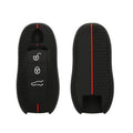 kwmobile Autoschlüssel Schutzhülle kompatibel mit Porsche 3-Tasten Autoschlüssel (nur Keyless) Hülle - Schlüsselhülle aus Silikon - in Schwarz Rot Schwarz  [dsg01]