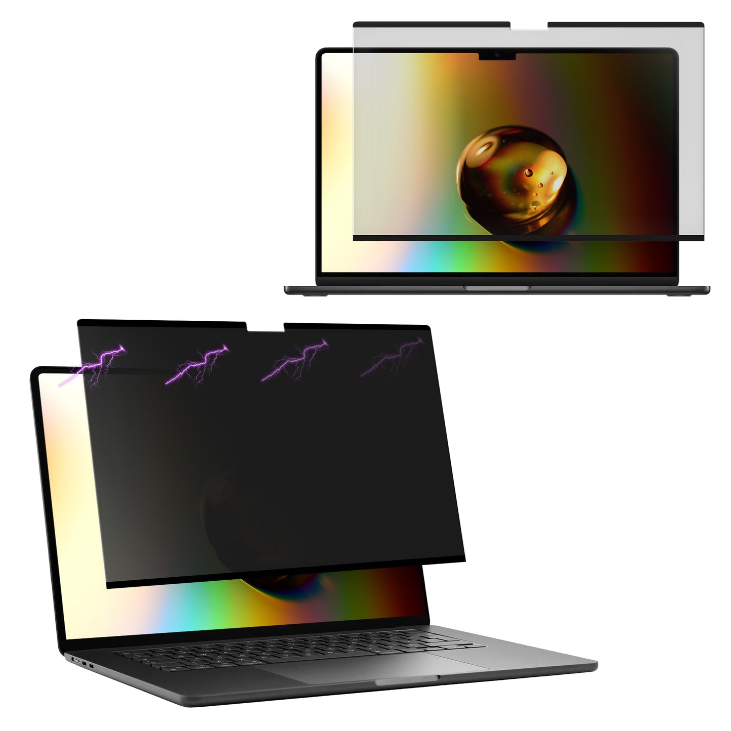 kwmobile Sichtschutzfolie für Apple Macbook Air 15 M3 2024 A3114 / M2 A2941 Folie - Blickschutzfolie Privacy Screen - Laptop Folie magnetisch - Anti Spy Folie - Laptop Schutz Schwarz  