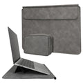 kwmobile Hülle für Apple Macbook 13" 14" 15" Laptop / Notebook / Ideapad Case - Cover mit Standfunktion und extra Tasche - Kunstleder Schutzhülle Grau Grau  