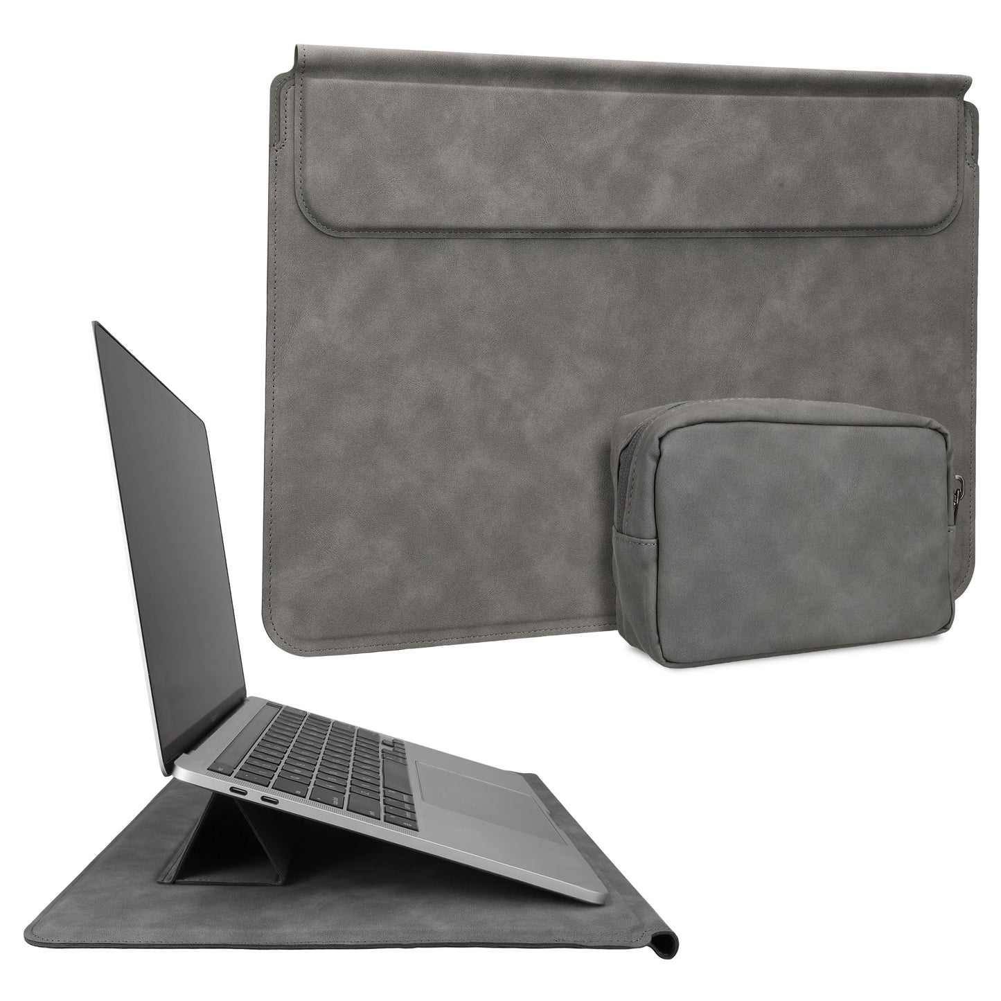 kwmobile Hülle für Apple Macbook 13" 14" 15" Laptop / Notebook / Ideapad Case - Cover mit Standfunktion und extra Tasche - Schutzhülle
