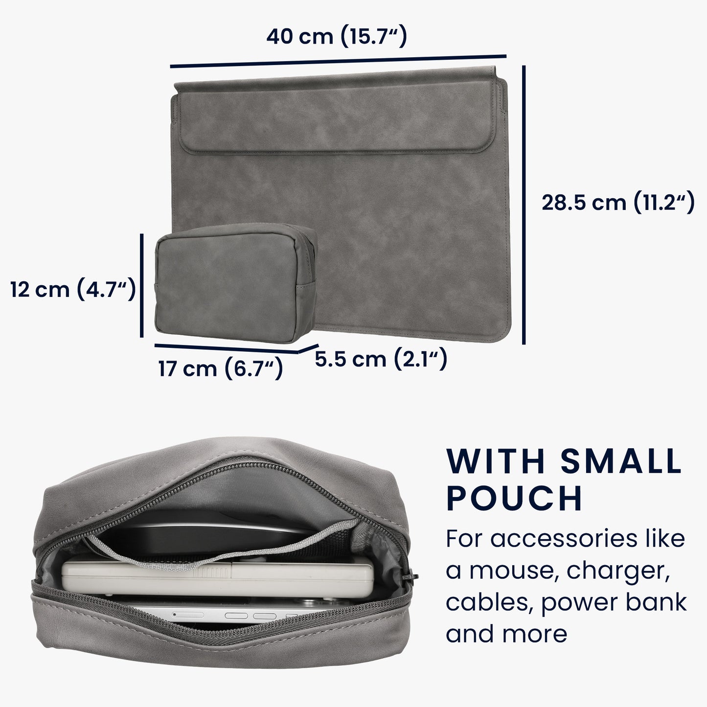 kwmobile Hülle für Apple Macbook 13" 14" 15" Laptop / Notebook / Ideapad Case - Cover mit Standfunktion und extra Tasche - Schutzhülle