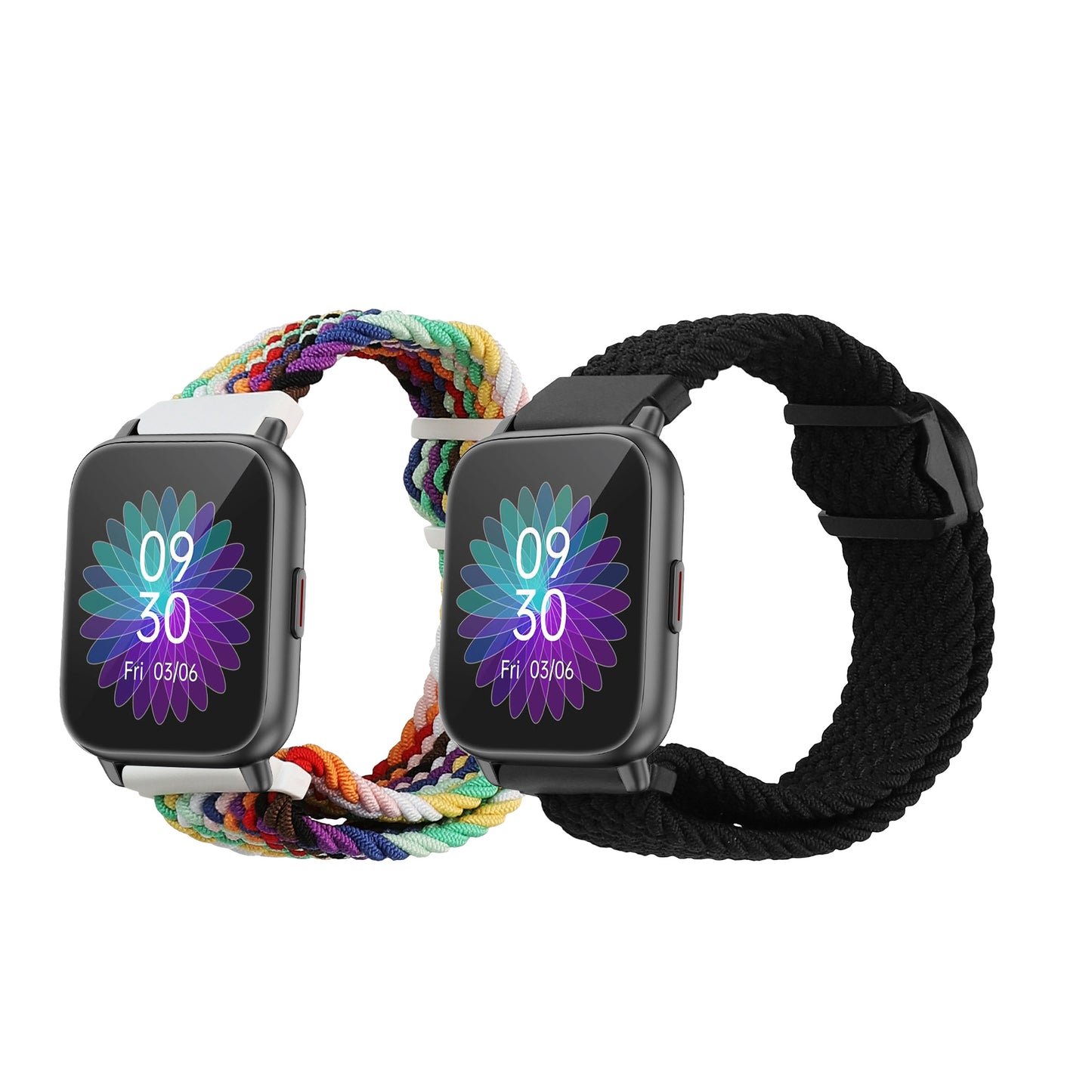 kwmobile 2x Uhrenarmband für Ruimen H1 / D1 Armband - Fitnesstracker Band Set aus Nylon - Ersatzarmband Smartwatch - Schwarz Mehrfarbig Schwarz  [dsg01]
