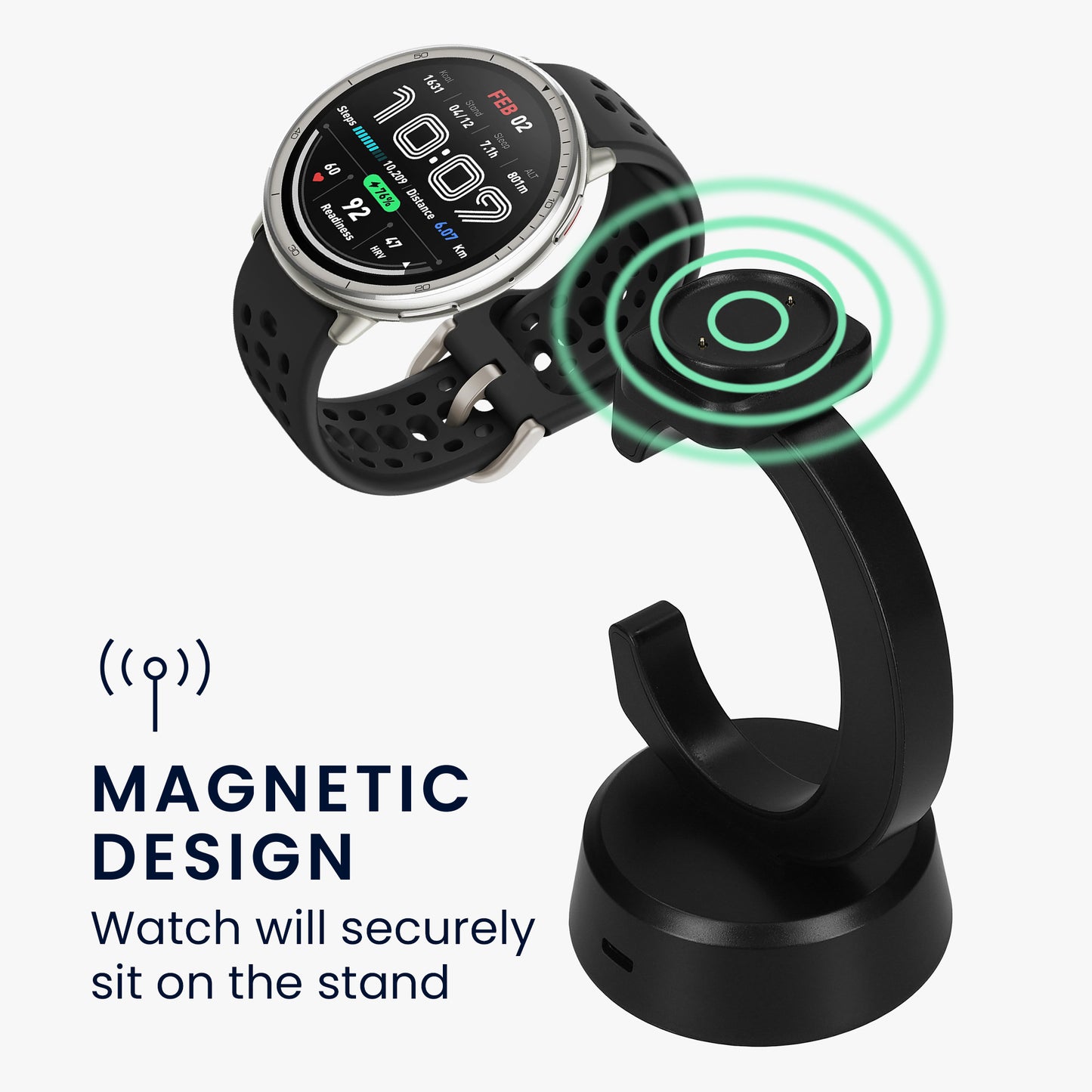 kwmobile USB Ladegerät kompatibel mit Amazfit Bip 6 / Amazfit Active 2 (A2437) / Active 2 Square (A2434) - USB Kabel Charger Stand - Smart Watch Ladestation - Ladekabel mit Standfunktion