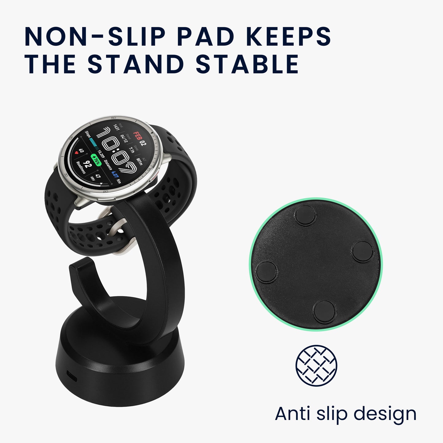 kwmobile USB Ladegerät kompatibel mit Amazfit Bip 6 / Amazfit Active 2 (A2437) / Active 2 Square (A2434) - USB Kabel Charger Stand - Smart Watch Ladestation - Ladekabel mit Standfunktion