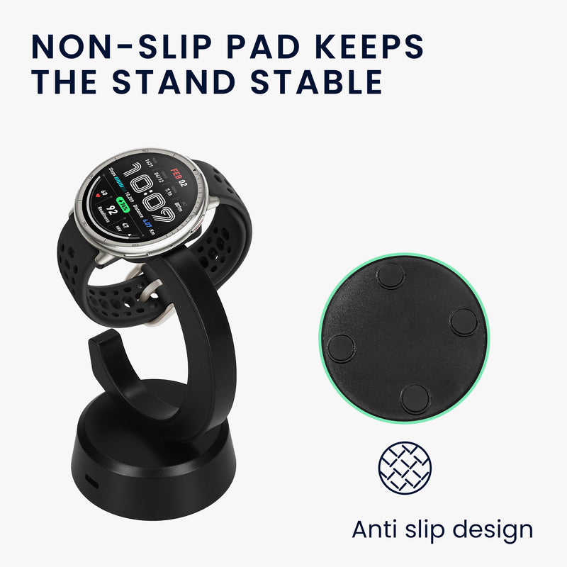 kwmobile USB Ladegerät kompatibel mit Amazfit Bip 6 / Amazfit Active 2 (A2437) / Active 2 Square (A2434) - USB Kabel Charger Stand - Smart Watch Ladestation - Ladekabel mit Standfunktion