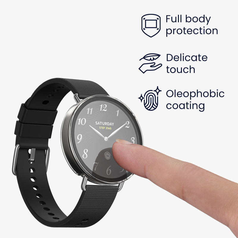 kwmobile Glas Hülle für Xiaomi Watch S4 41mm Schutzhülle Fullbody Fitnesstracker Case Set