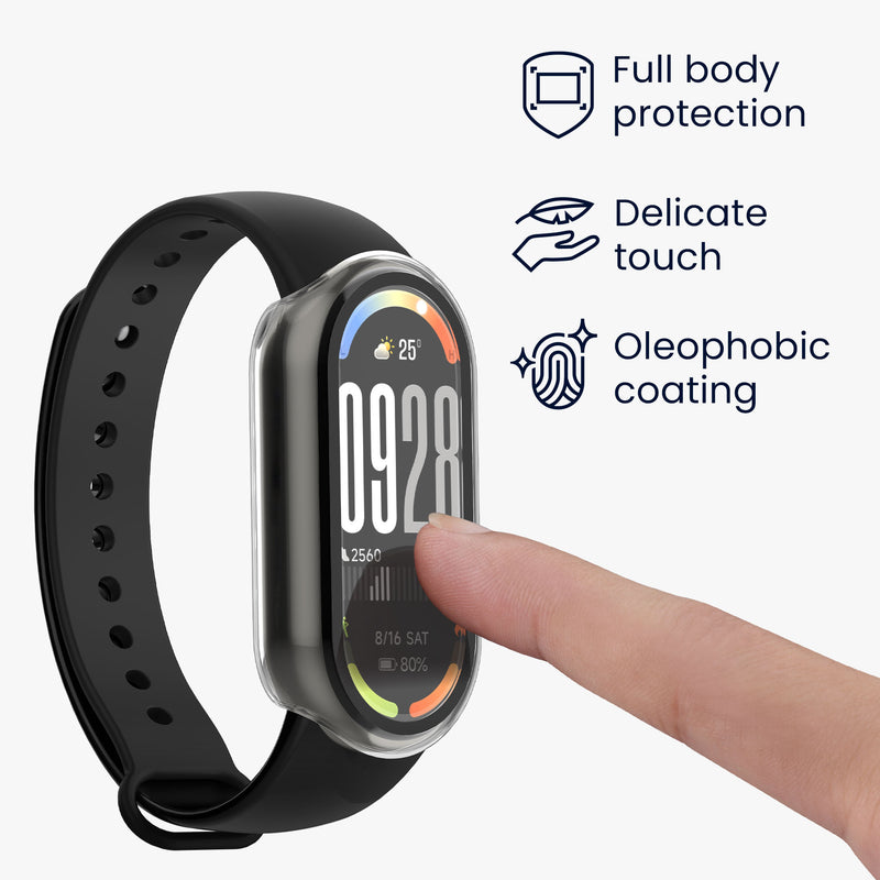 kwmobile Glas Hülle für Xiaomi Mi Band 10 Schutzhülle Fullbody Fitnesstracker Case Set