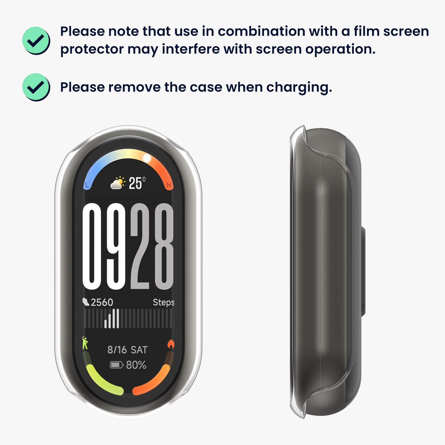 kwmobile Glas Hülle für Xiaomi Mi Band 10 Schutzhülle Fullbody Fitnesstracker Case Set