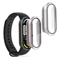 kwmobile 2x Cover kompatibel mit Xiaomi Mi Band 10 / Smart Band 10 Hülle - Fullbody Fitnesstracker Case Set aus Glas - Silber Metallic Pink Silber  [dsg03]
