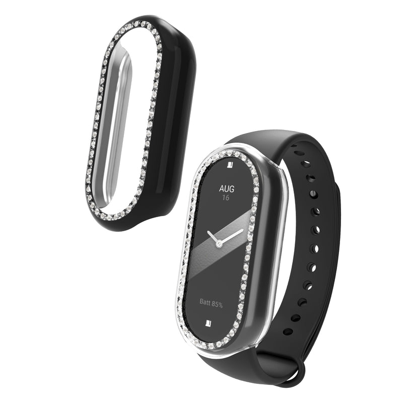 kwmobile 2x Kunststoff Hülle kompatibel mit Xiaomi Mi Band 10 / Smart Band 10 Schutzhülle Schutzrahmen - Glitzer Schutz Zubehör in Transparent Schwarz Transparent  [dsg01]