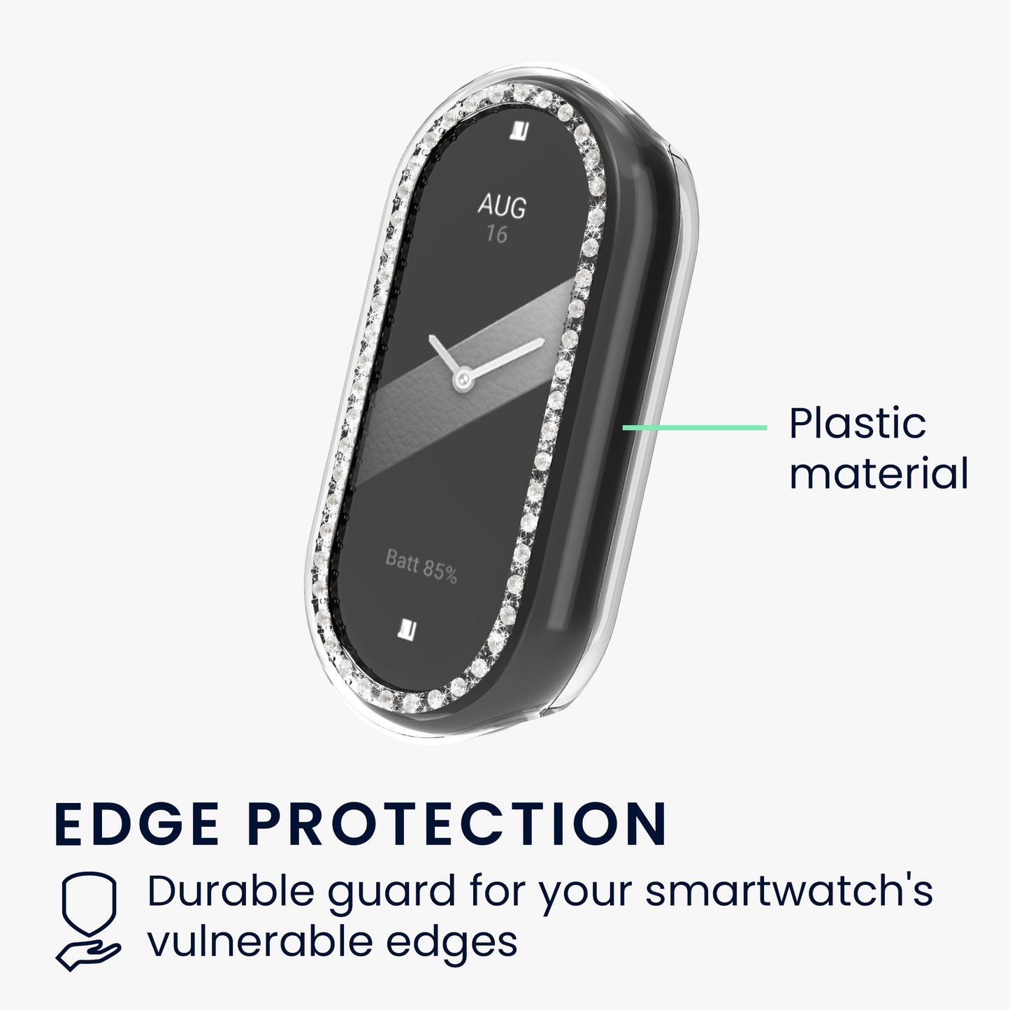 kwmobile Schutzhülle kompatibel mit Xiaomi Mi Band 10 / Smart Band 10 Schutzrahmen - Glitzer Schutz Zubehör