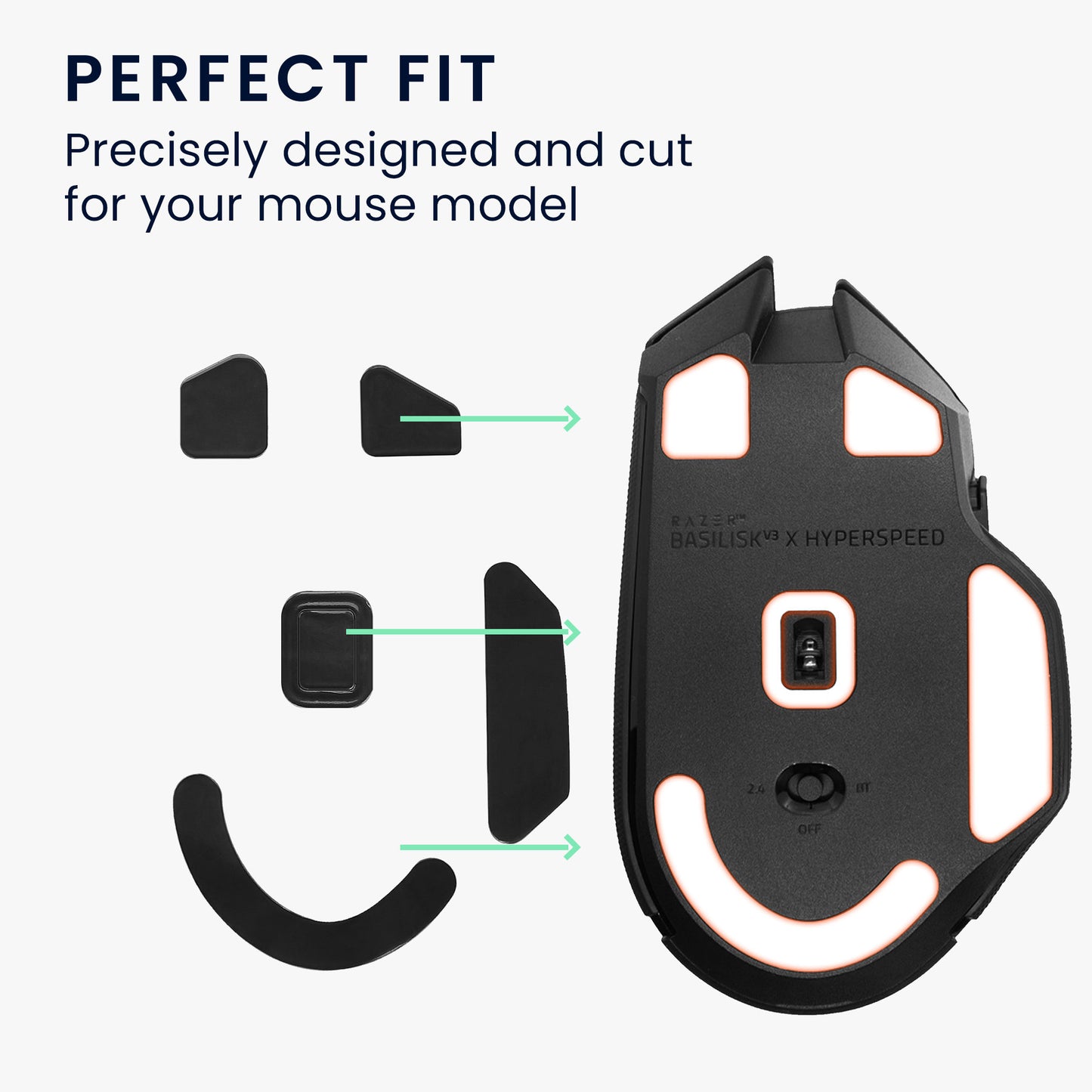 kwmobile Mouse Feet Sticker kompatibel mit Razer Basilisk V3 X HyperSpeed Ersatz Glider - Mausfüße passgenau - Maus Glides