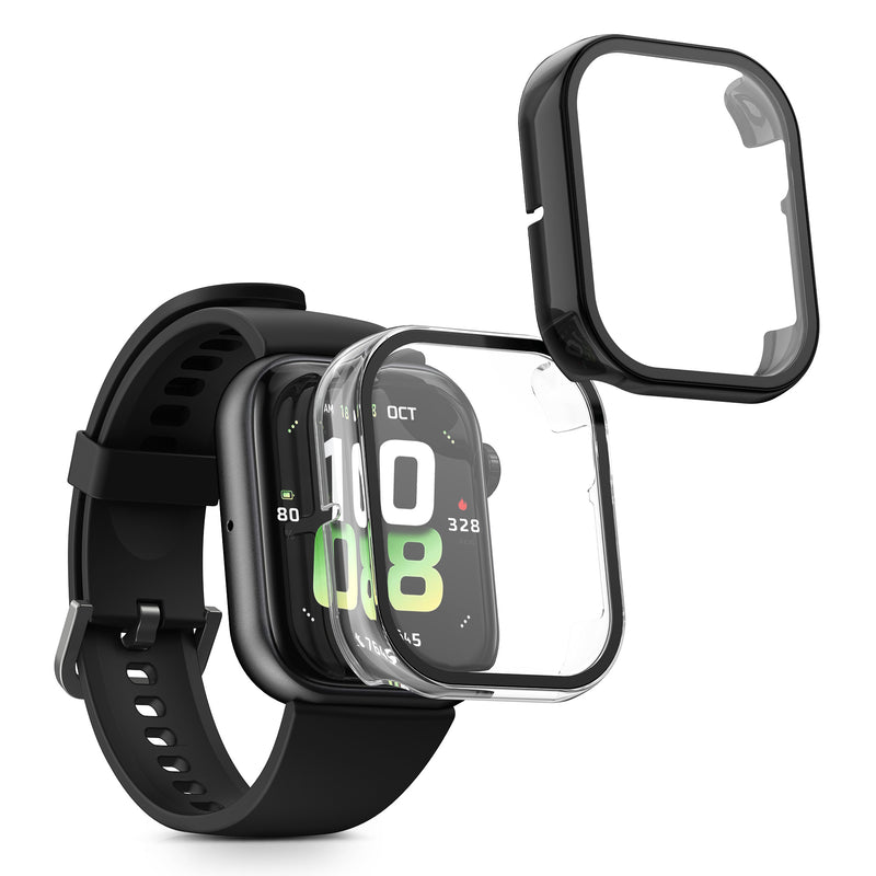 kwmobile 2x Cover kompatibel mit HONOR Watch 5 Hülle - Fullbody Fitnesstracker Case Set aus Glas - Transparent Schwarz Transparent  [dsg01]