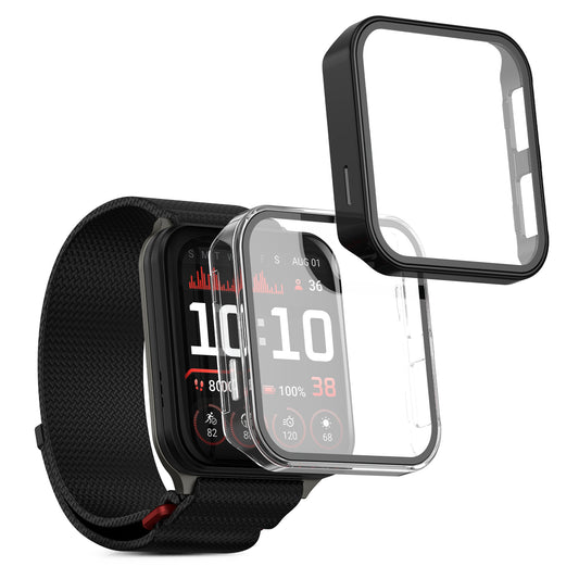 kwmobile 2x Cover kompatibel mit Garmin Venu X1 Hülle - Fullbody Fitnesstracker Case Set aus Glas - Transparent Schwarz Transparent  [dsg01]