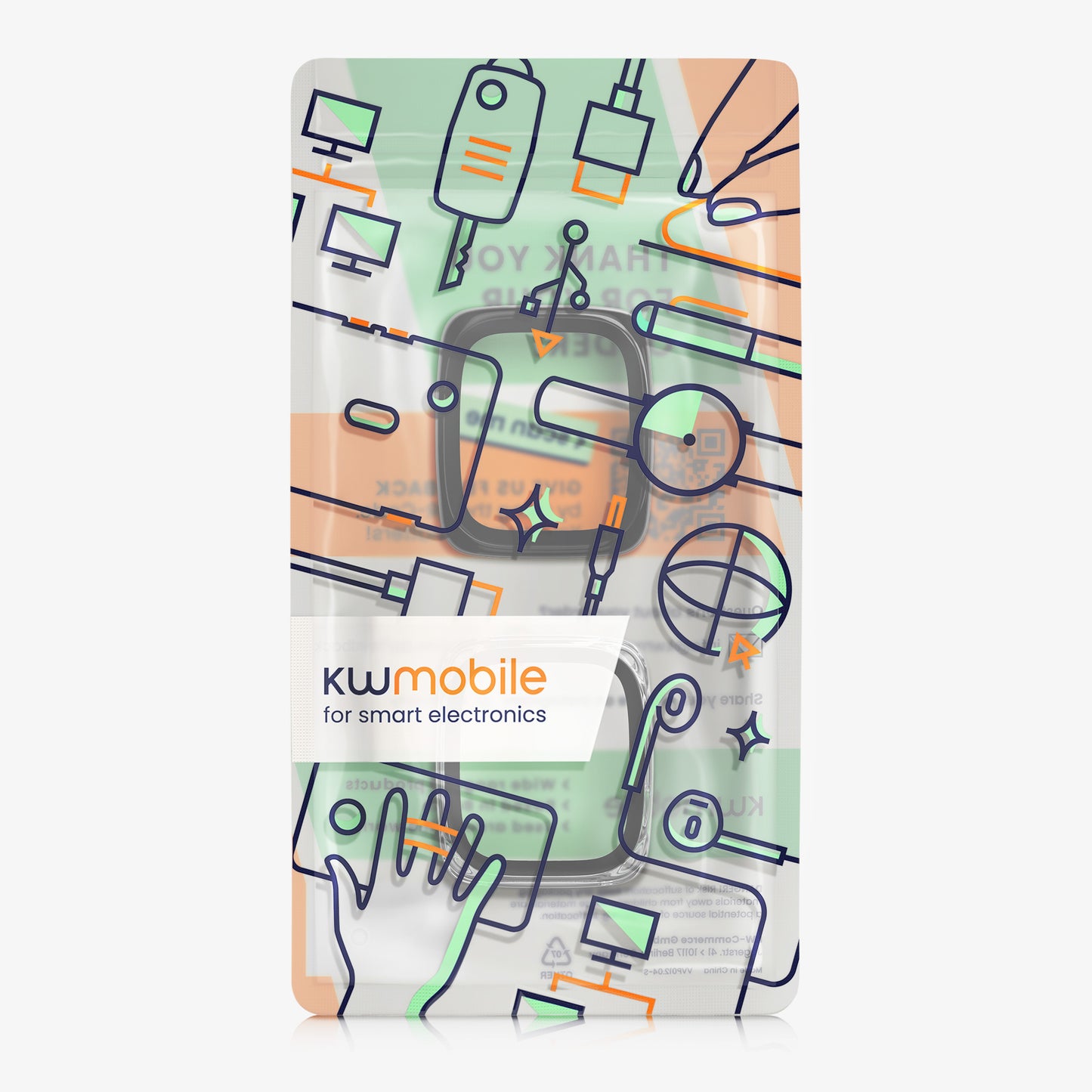 kwmobile Glas Hülle für Amazfit Active 2 Square Schutzhülle Fullbody Fitnesstracker Case Set
