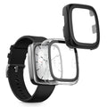 kwmobile 2x Cover kompatibel mit Amazfit Active 2 Square Hülle - Fullbody Fitnesstracker Case Set aus Glas - Transparent Schwarz Transparent  [dsg01]