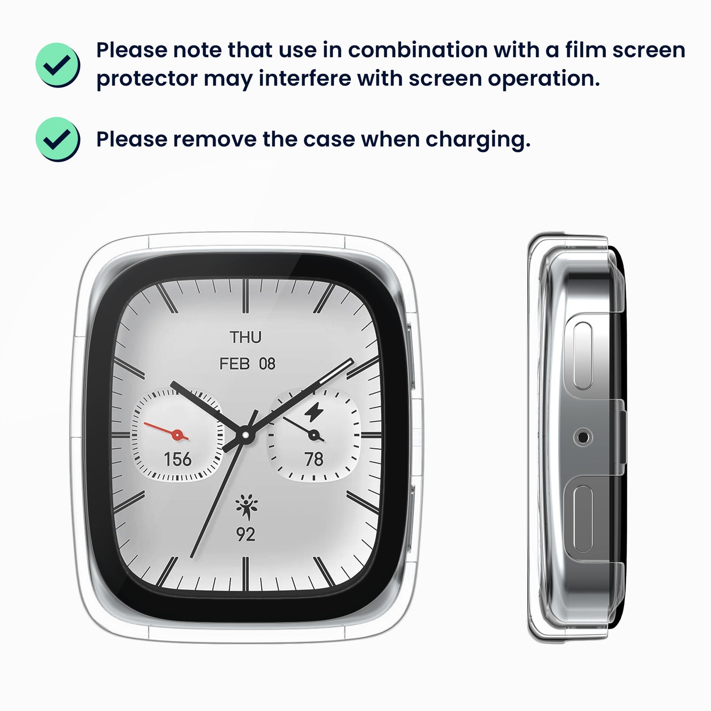 kwmobile Glas Hülle für Amazfit Active 2 Square Schutzhülle Fullbody Fitnesstracker Case Set