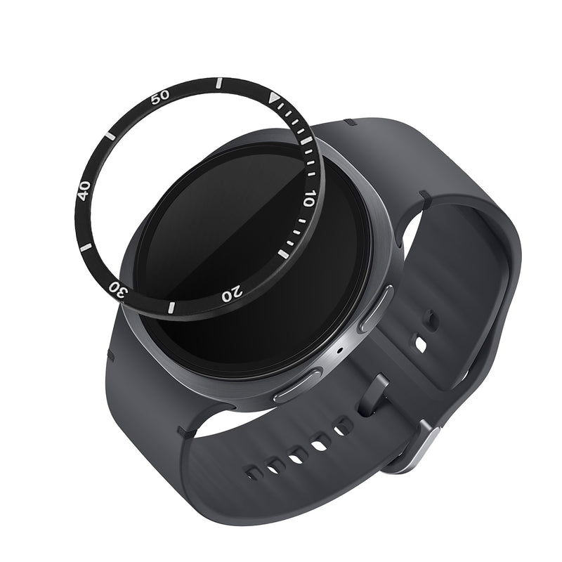 kwmobile Schutzring kompatibel mit Samsung Galaxy Watch 8 (44mm) Fitnesstracker - Bezel Ring Lünette in Schwarz Silber Schwarz  [dsg01]