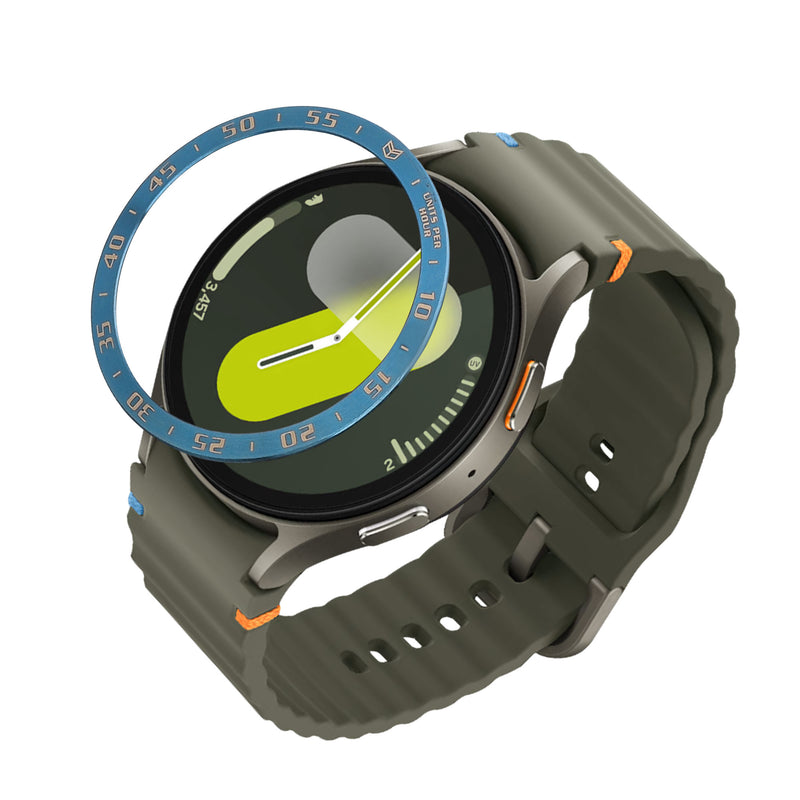 kwmobile Schutzring kompatibel mit Samsung Galaxy Watch 7 44mm Fitnesstracker - Bezel Ring Lünette in Blau Weiß Blau  [dsg03]