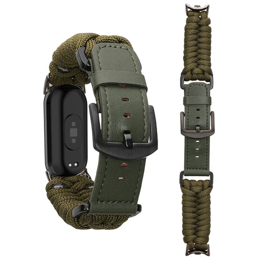 kwmobile Ersatzarmband geflochten kompatibel mit Xiaomi Mi Band 10 / Mi Band 9 / 8 Armband - Fitnesstracker Sportarmband aus PU Leder mit Uhrenverschluss - Dunkelgrün Dunkelgrün  [dsg01]