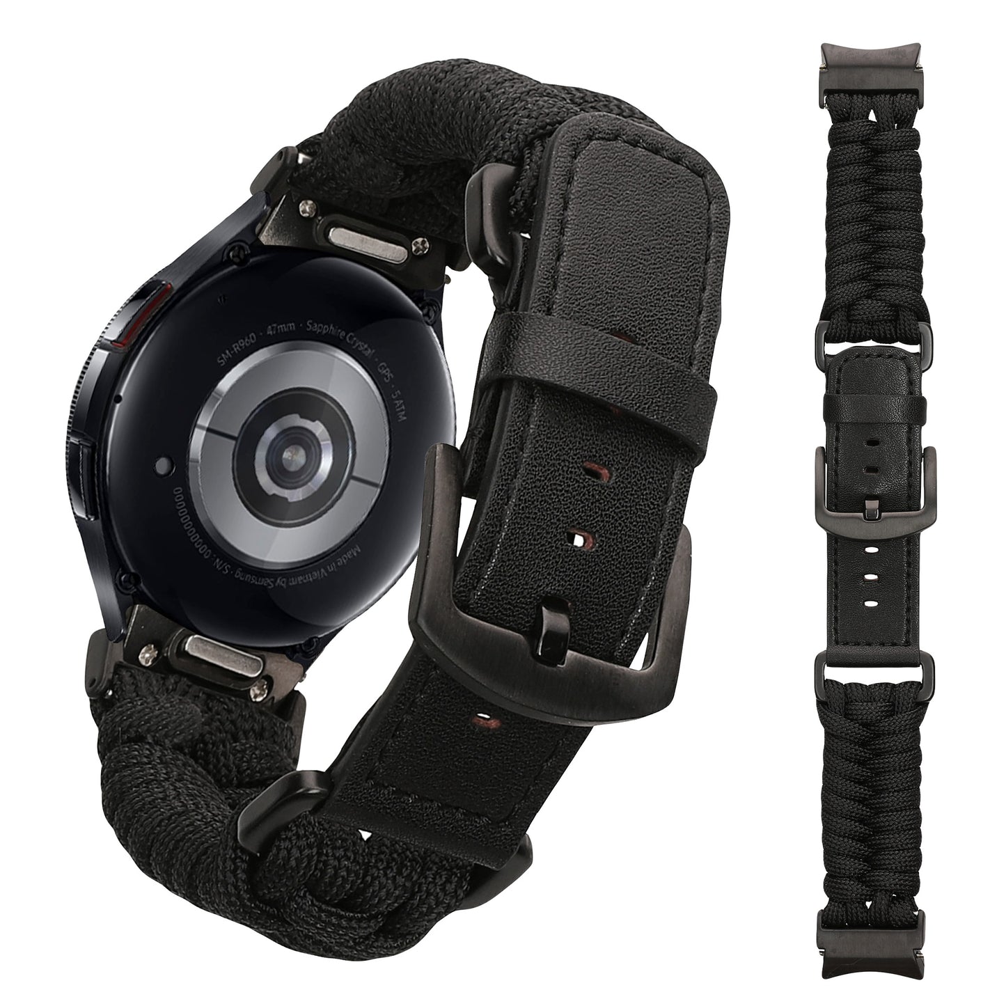 kwmobile Ersatzarmband geflochten kompatibel mit Samsung Galaxy Watch Fitnesstracker Sportarmband aus PU Leder mit Uhrenverschluss
