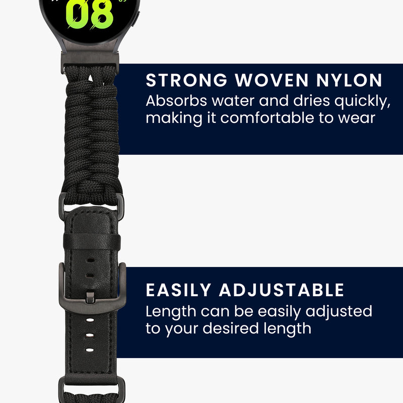 kwmobile Ersatzarmband geflochten kompatibel mit Samsung Galaxy Watch Fitnesstracker Sportarmband aus PU Leder mit Uhrenverschluss