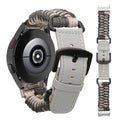 kwmobile Ersatzarmband geflochten kompatibel mit Samsung Galaxy Watch 4 / 5 / 6 Galaxy Watch 7 / FE Armband - Fitnesstracker Sportarmband aus PU Leder mit Uhrenverschluss - Beige Dunkelgrau Beige  [dsg02]