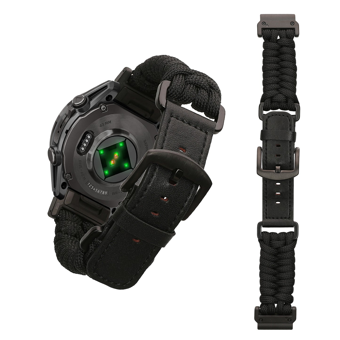 kwmobile Ersatzarmband geflochten kompatibel mit Garmin 22mm Fenix 8 47mm / Tactix 8 47mm / Instinct 45mm / Epix Armband - Fitnesstracker Sportarmband aus PU Leder mit Uhrenverschluss