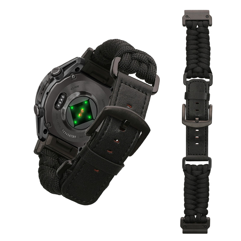 kwmobile Ersatzarmband geflochten kompatibel mit Garmin 22mm Fenix 8 47mm / Tactix 8 47mm / Instinct 45mm / Epix Armband - Fitnesstracker Sportarmband aus PU Leder mit Uhrenverschluss