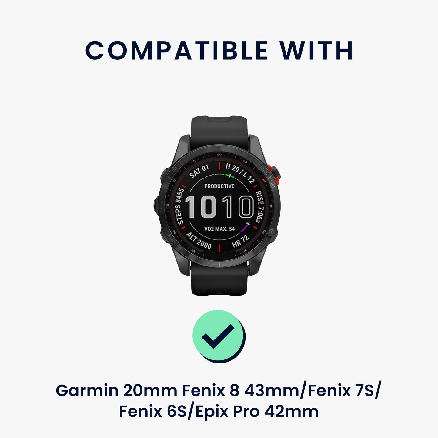 kwmobile Ersatzarmband geflochten kompatibel mit Garmin 20mm Fenix 8 43mm / Fenix 7S / Fenix 6S / Epix Pro 42mm Armband - Fitnesstracker Sportarmband aus PU Leder mit Uhrenverschluss
