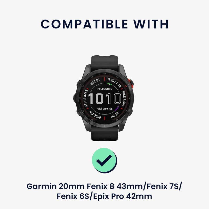 kwmobile Ersatzarmband geflochten kompatibel mit Garmin 20mm Fenix 8 43mm / Fenix 7S / Fenix 6S / Epix Pro 42mm Armband - Fitnesstracker Sportarmband aus PU Leder mit Uhrenverschluss