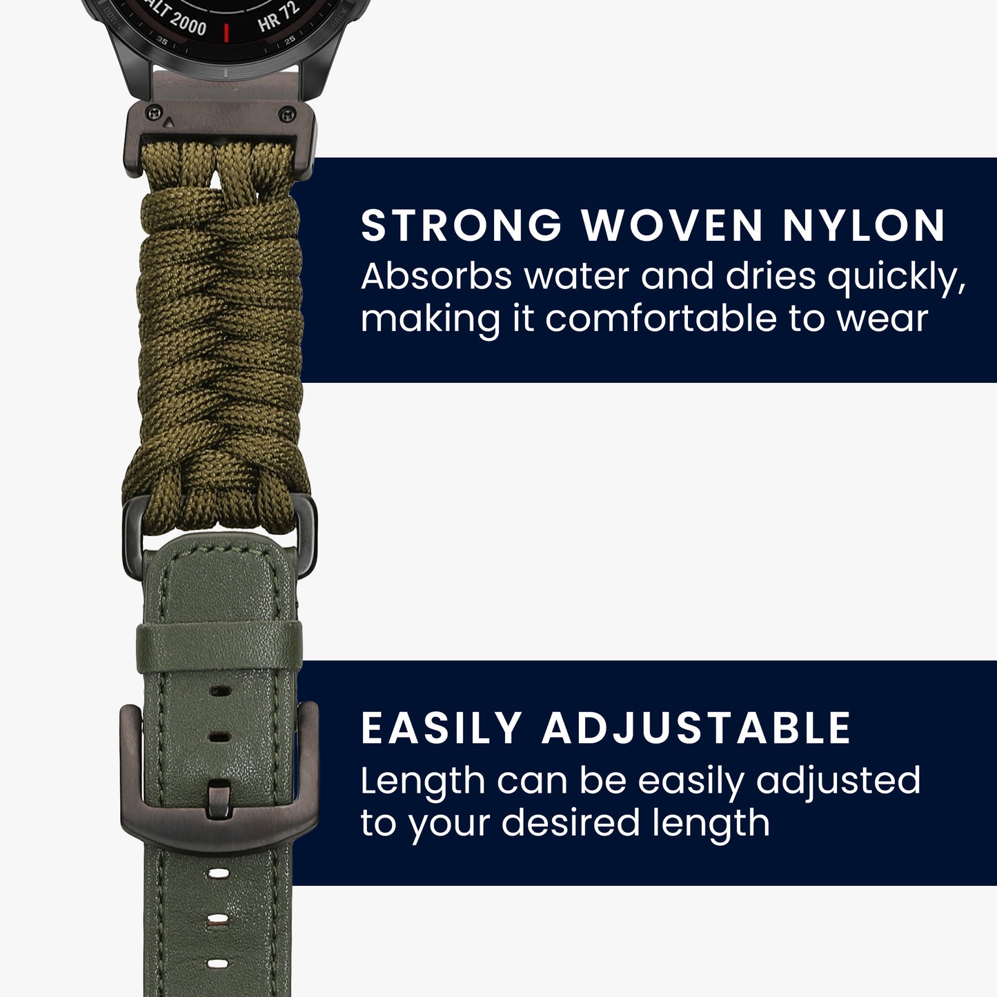 kwmobile Ersatzarmband geflochten kompatibel mit Garmin 20mm Fenix 8 43mm / Fenix 7S / Fenix 6S / Epix Pro 42mm Armband - Fitnesstracker Sportarmband aus PU Leder mit Uhrenverschluss