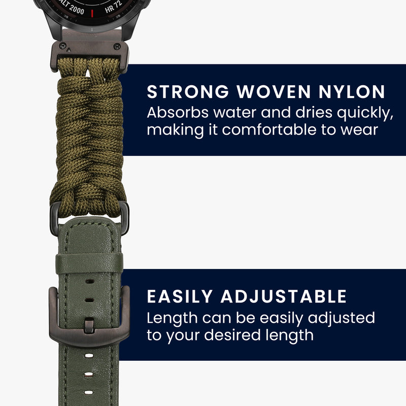 kwmobile Ersatzarmband geflochten kompatibel mit Garmin 20mm Fenix 8 43mm / Fenix 7S / Fenix 6S / Epix Pro 42mm Armband - Fitnesstracker Sportarmband aus PU Leder mit Uhrenverschluss