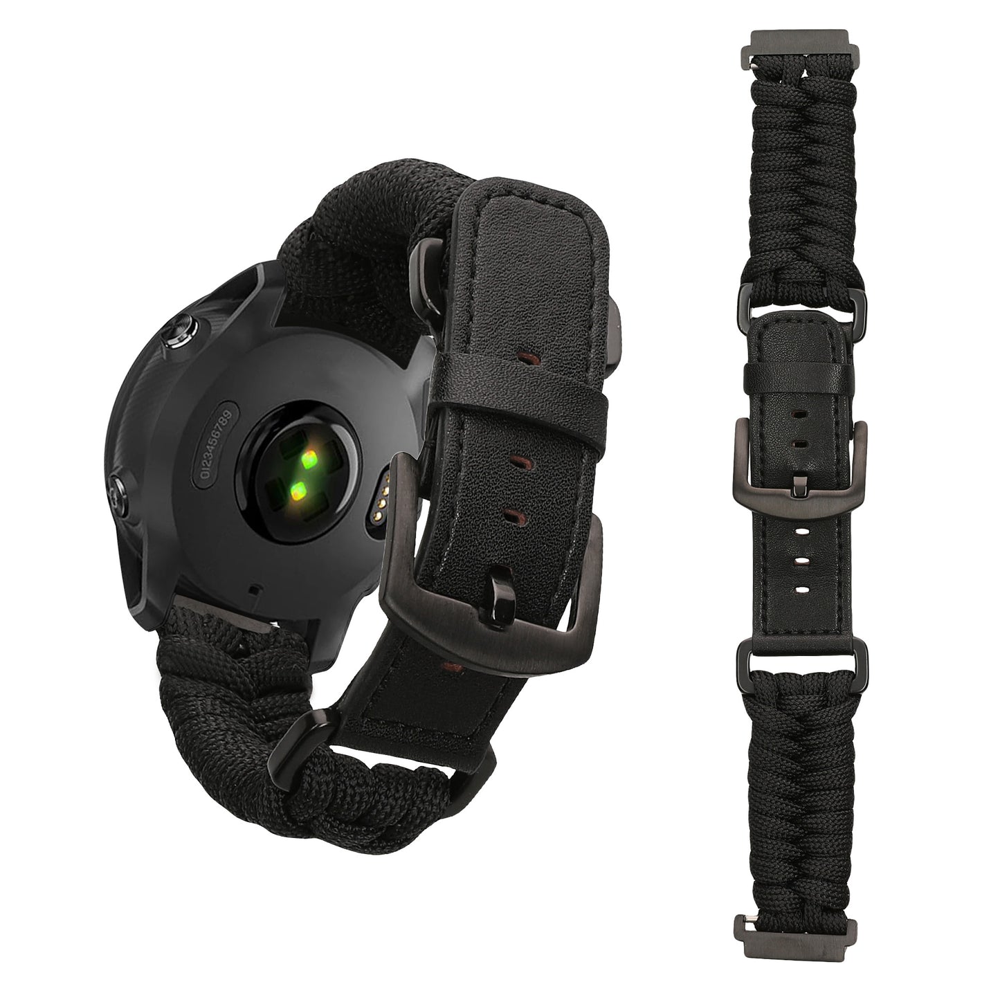 kwmobile Ersatzarmband geflochten kompatibel mit Garmin Forerunner 55 / 158 / 245 / 245 Music / 645 Armband Fitnesstracker Sportarmband aus PU Leder mit Uhrenverschluss