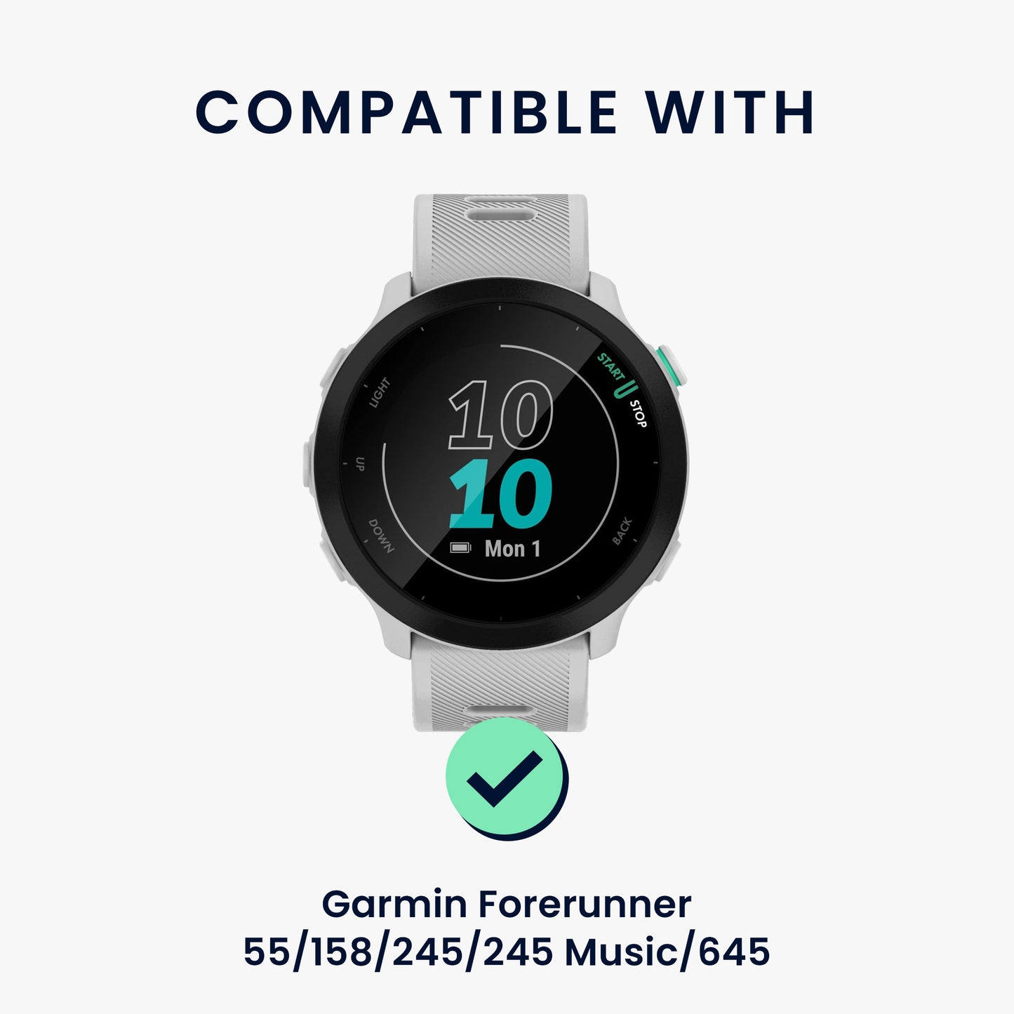 kwmobile Ersatzarmband geflochten kompatibel mit Garmin Forerunner 55 / 158 / 245 / 245 Music / 645 Armband Fitnesstracker Sportarmband aus PU Leder mit Uhrenverschluss