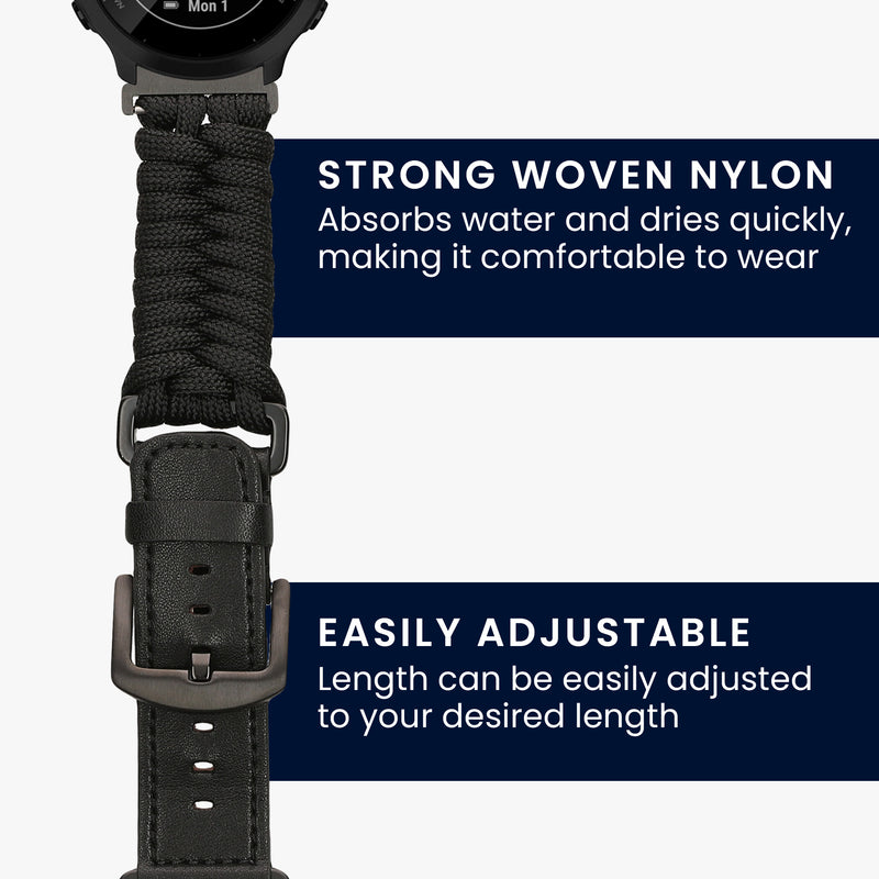 kwmobile Ersatzarmband geflochten kompatibel mit Garmin Forerunner 55 / 158 / 245 / 245 Music / 645 Armband Fitnesstracker Sportarmband aus PU Leder mit Uhrenverschluss