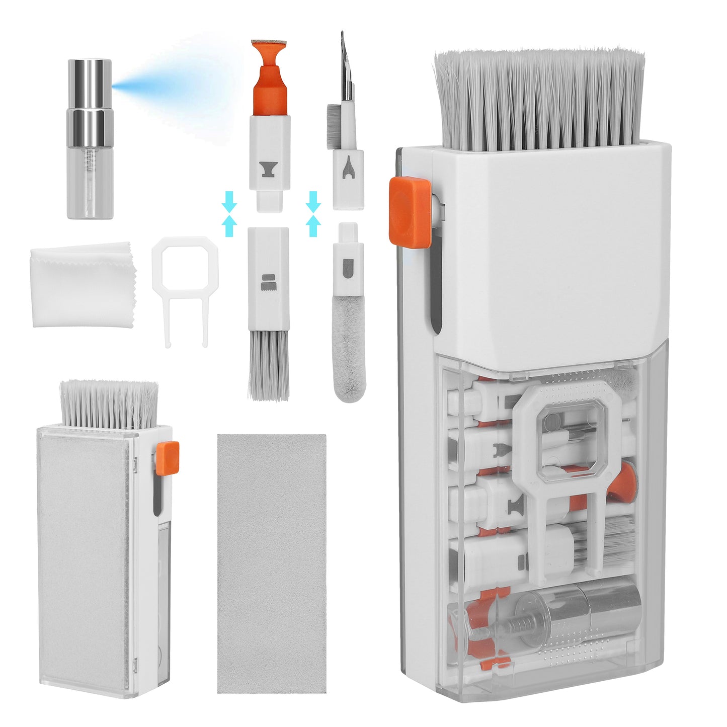 kwmobile 8-in-1 Tastatur Reinigungsset mit Bürste Reinigungsstift Cleaning Kit für Kopfhörer Handy Laptop Kamera Ohrhörer PC Zubehör Gaming Gadgets Technik Accessories