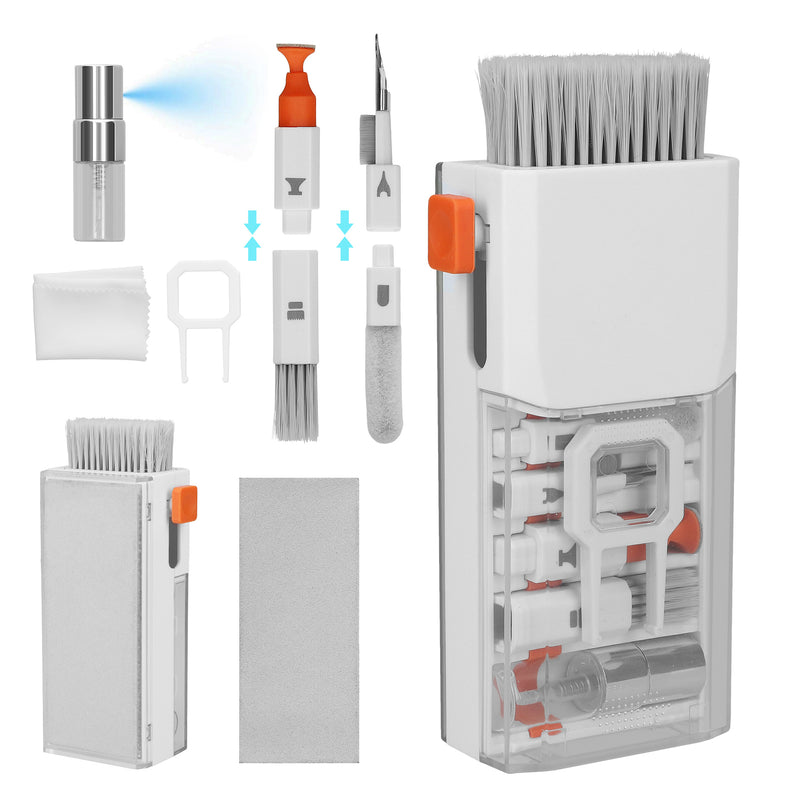 kwmobile 8-in-1 Tastatur Reinigungsset mit Bürste Reinigungsstift Cleaning Kit für Kopfhörer Handy Laptop Kamera Ohrhörer PC Zubehör Gaming Gadgets Technik Accessories