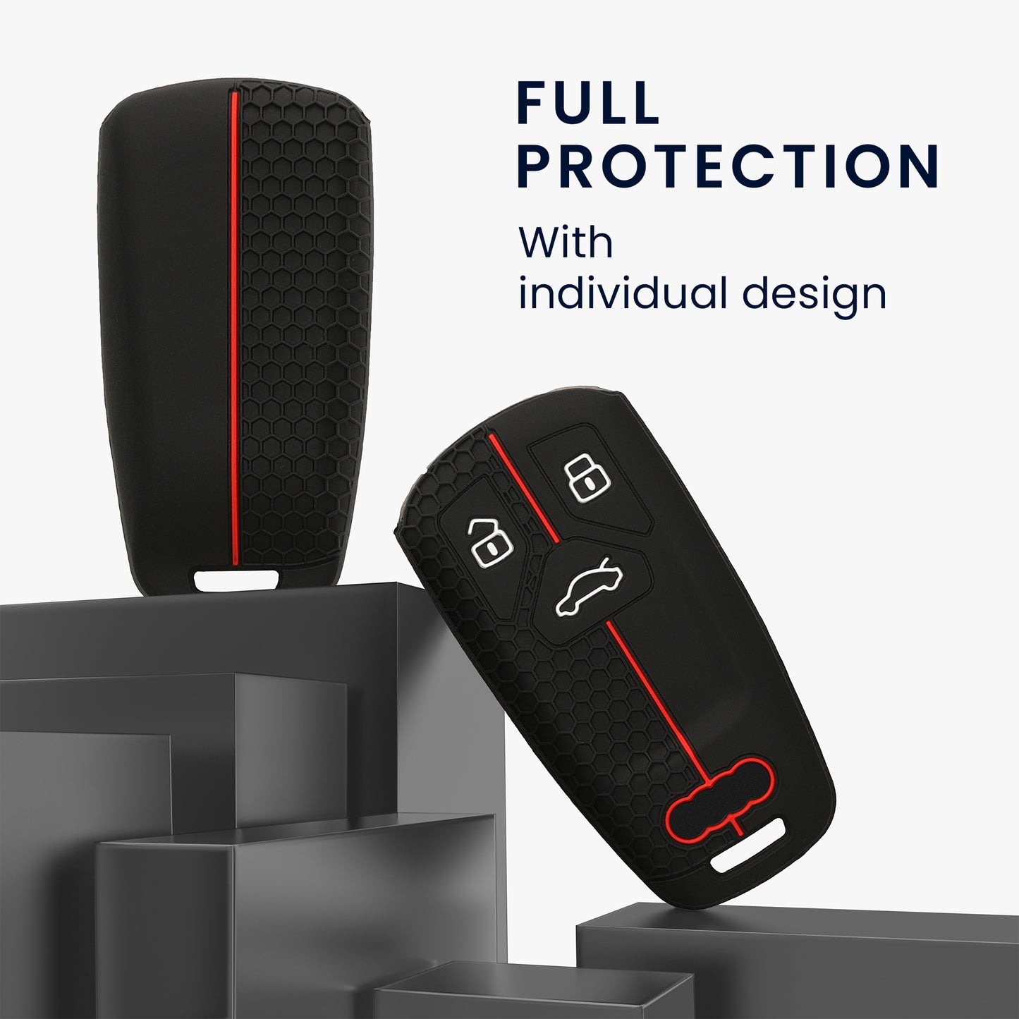 kwmobile Autoschlüssel Schutzhülle kompatibel mit Audi 3-Tasten Smartkey Autoschlüssel (nur Keyless Go) Hülle