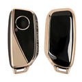 kwmobile Autoschlüssel Hülle kompatibel mit BMW 4-Tasten X7 X1 U11 iX ix1 7er G07 I7 Autoschlüssel - Schlüsselhülle Silikon Cover - Schwarz Gold Schwarz  [dsg01]