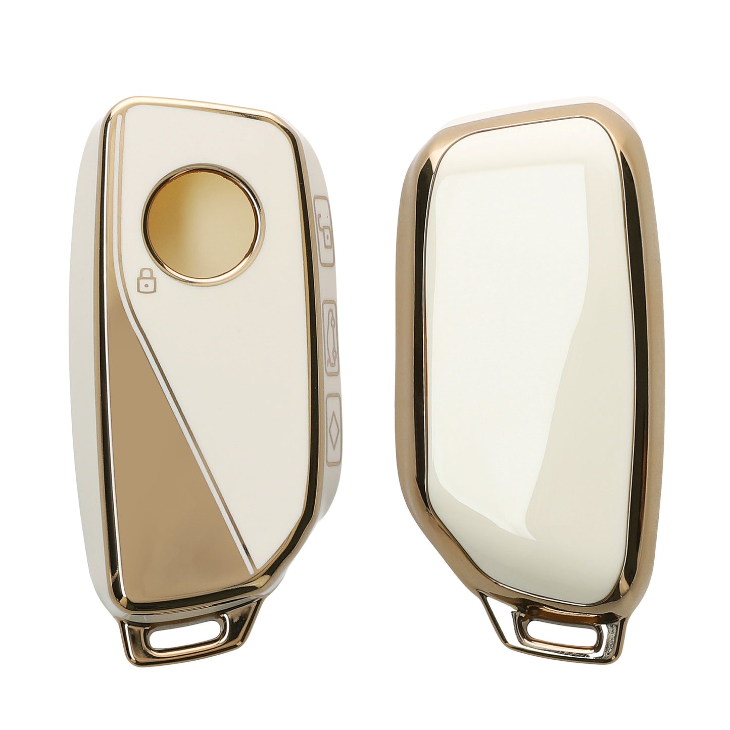 kwmobile Autoschlüssel Hülle kompatibel mit BMW 4-Tasten X7 X1 U11 iX ix1 7er G07 I7 Autoschlüssel - Schlüsselhülle Silikon Cover - Weiß Gold Weiß  [dsg02]