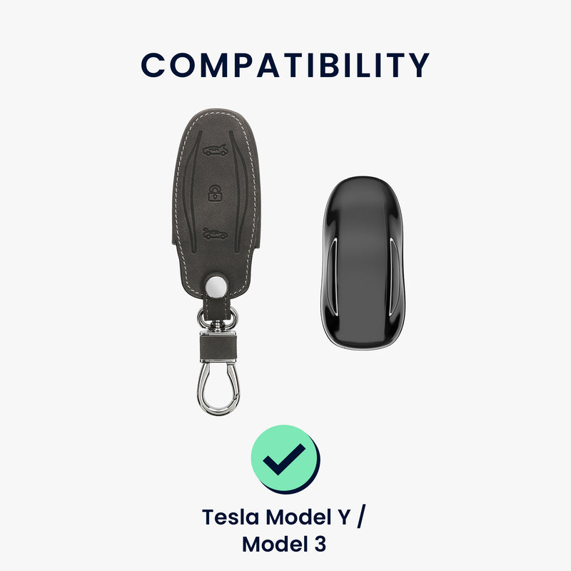 kwmobile Autoschlüssel Hülle kompatibel mit Tesla Model Y / Model 3 - Kunstleder Schutzhülle Schlüsselhülle Cover