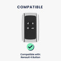 kwmobile Autoschlüssel Hülle kompatibel mit Renault 4-Tasten Smartkey Cover Schlüsselhülle mit Schlüsselring