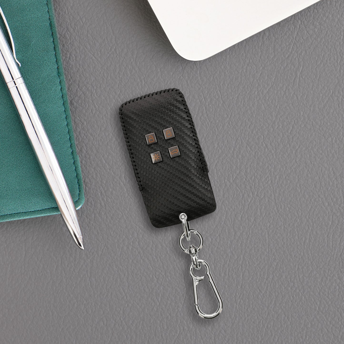 kwmobile Autoschlüssel Hülle kompatibel mit Renault 4-Tasten Smartkey Cover Schlüsselhülle mit Schlüsselring